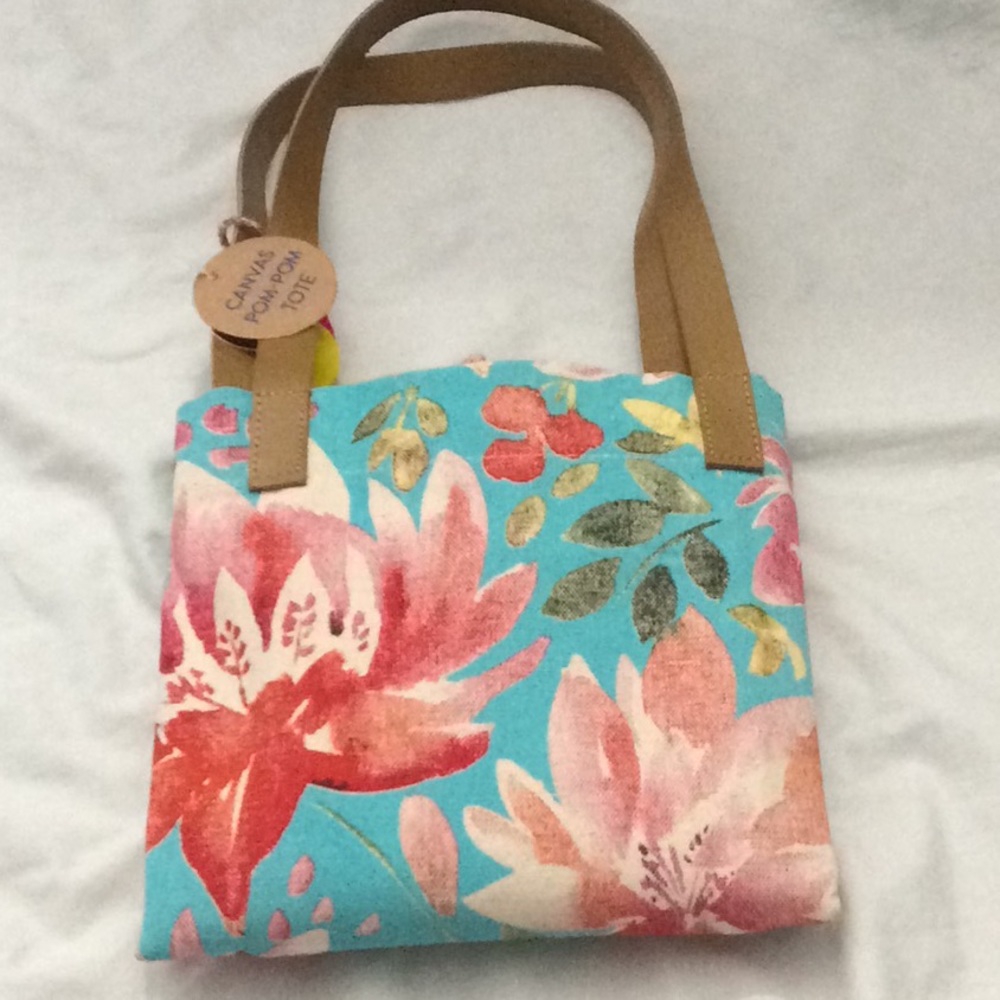Eccolo Reusable Waterlily Canvas Pom Pom Bag - Picture 6 of 8